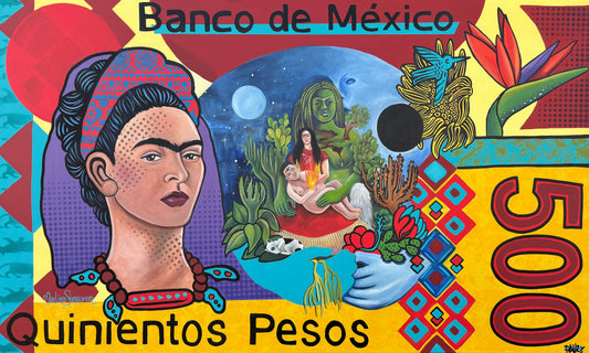 Untitled (Frida Pesos) Collaboration Original Art Print 12”x19” (Signed by both artists and Numbered) Limited edition of 25